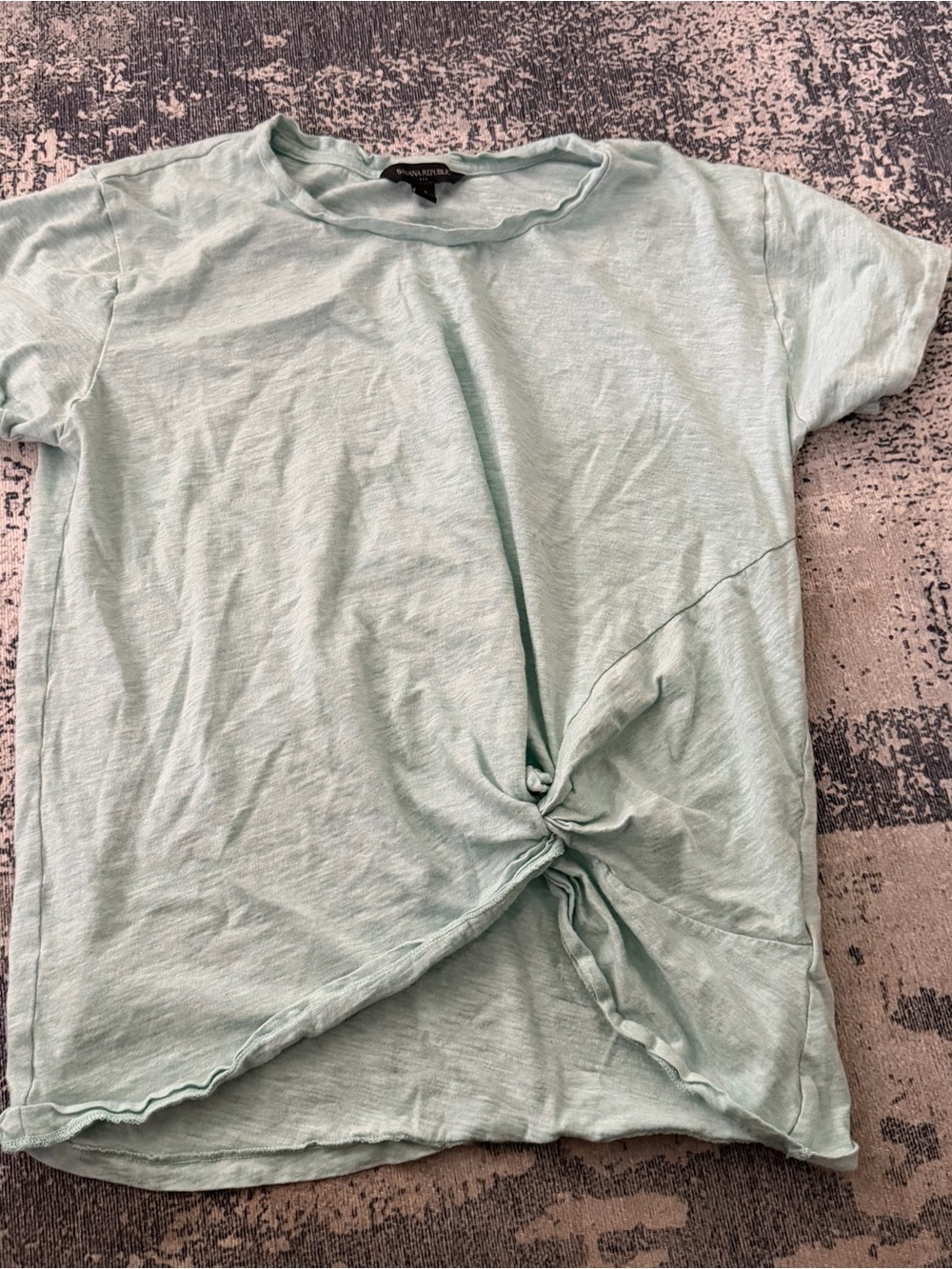 Banana Republic Pale Aqua Twist-Front Short Sleeve Tee